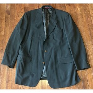 Samuelsohn Mens Sportcoat 46L Navy Blue Blazer High Twist Wool